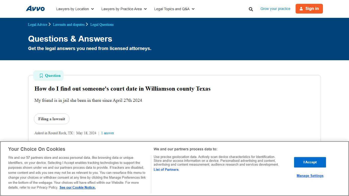 How do I find out someone's court date in Williamson county Texas - Legal Answers