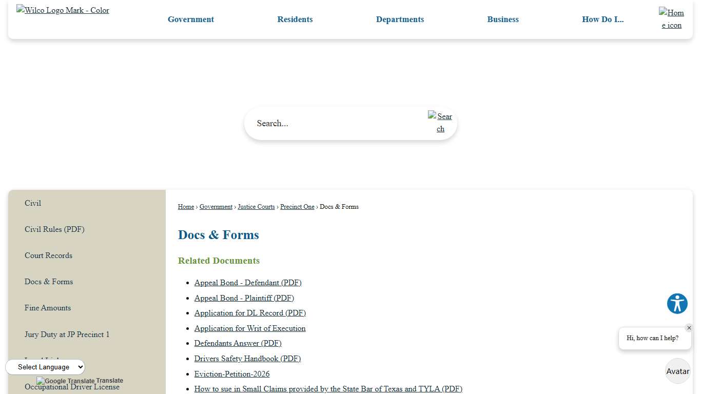 Docs & Forms Williamson County, TX